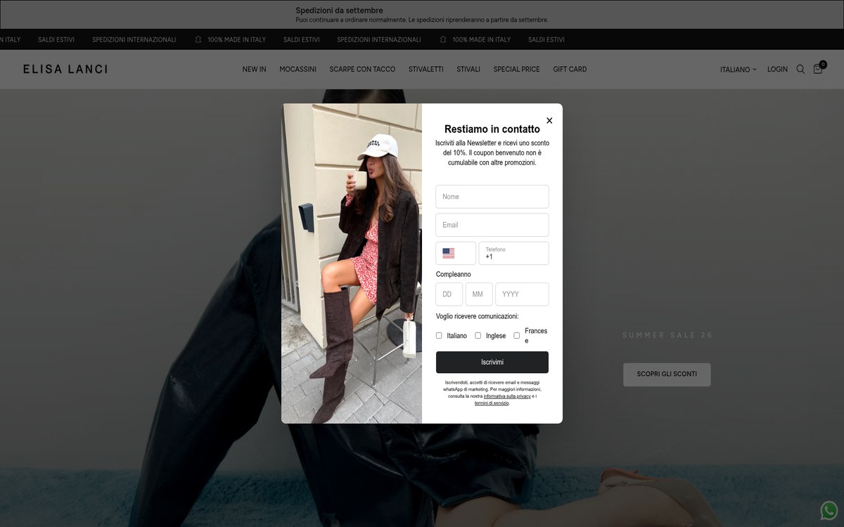Sito e-commerce Elisa Lanci Shop — abbigliamento donna